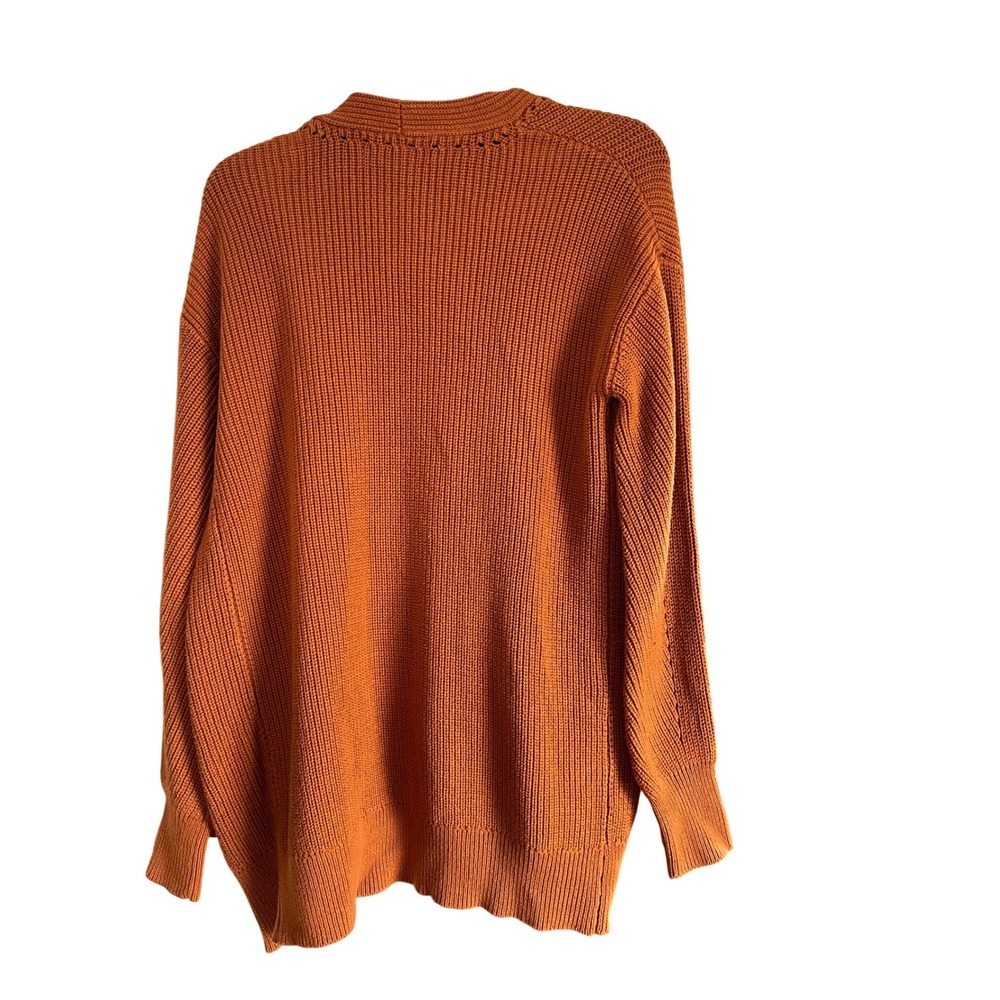 BP Nordstrom Burnt Orange Ribbed Cotton Open Front Cardigan Sweater Small - Picture 5 of 7